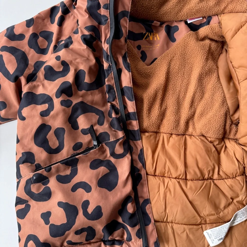 ZARA Leopard Kids winter coat water resistant - Picture 5 of 6